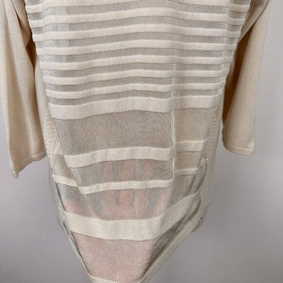 Les Collections Mat Womens Lightweight Open Knit Cardigan Size Medium Beige New - Picture 5 of 11